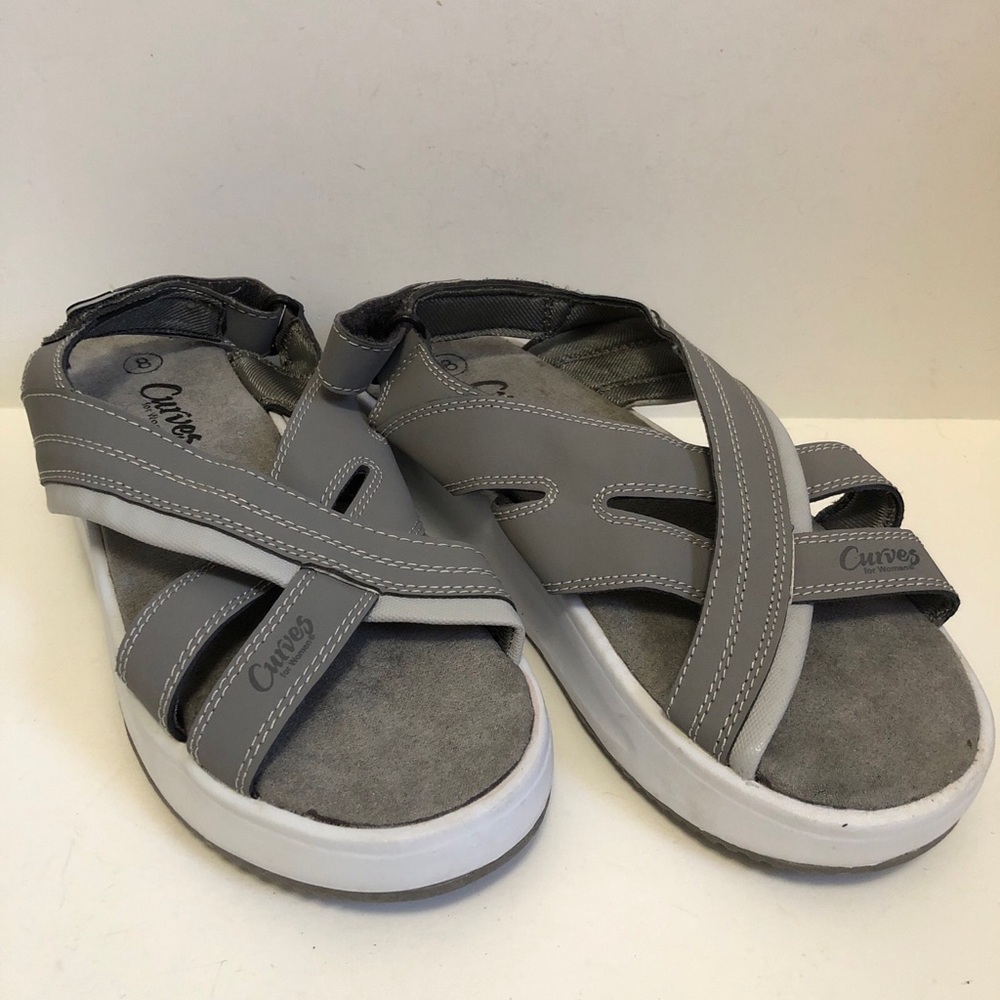 Curves Women’s Shape Up Sandals , Size 8,Rockers Exercise Toning Shoes Grey
